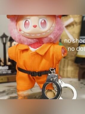 Labubu Orange Jumpsuit with Handcuffs - doll not included